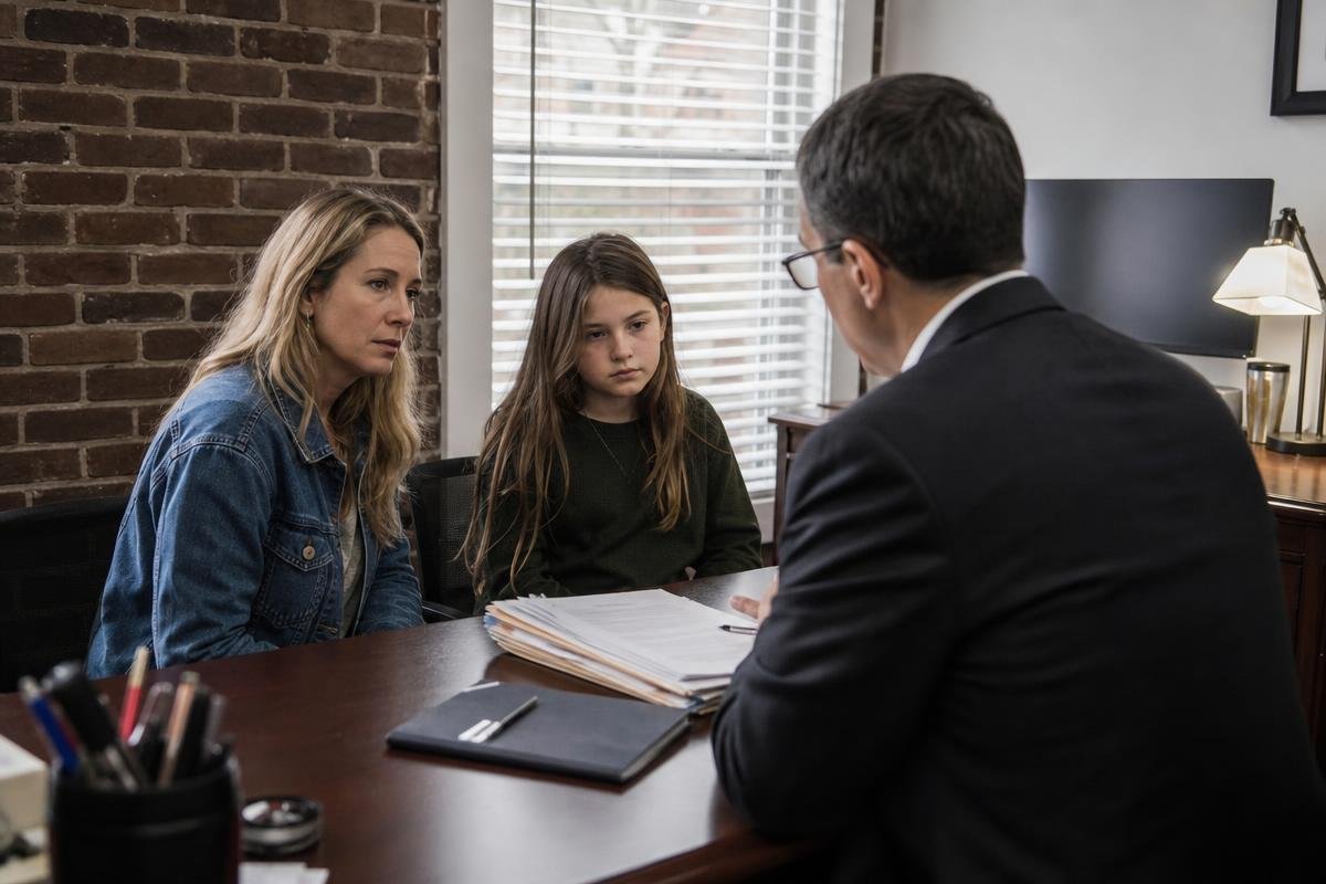 Child custody lawyer in Alexandria, VA meeting with a parent