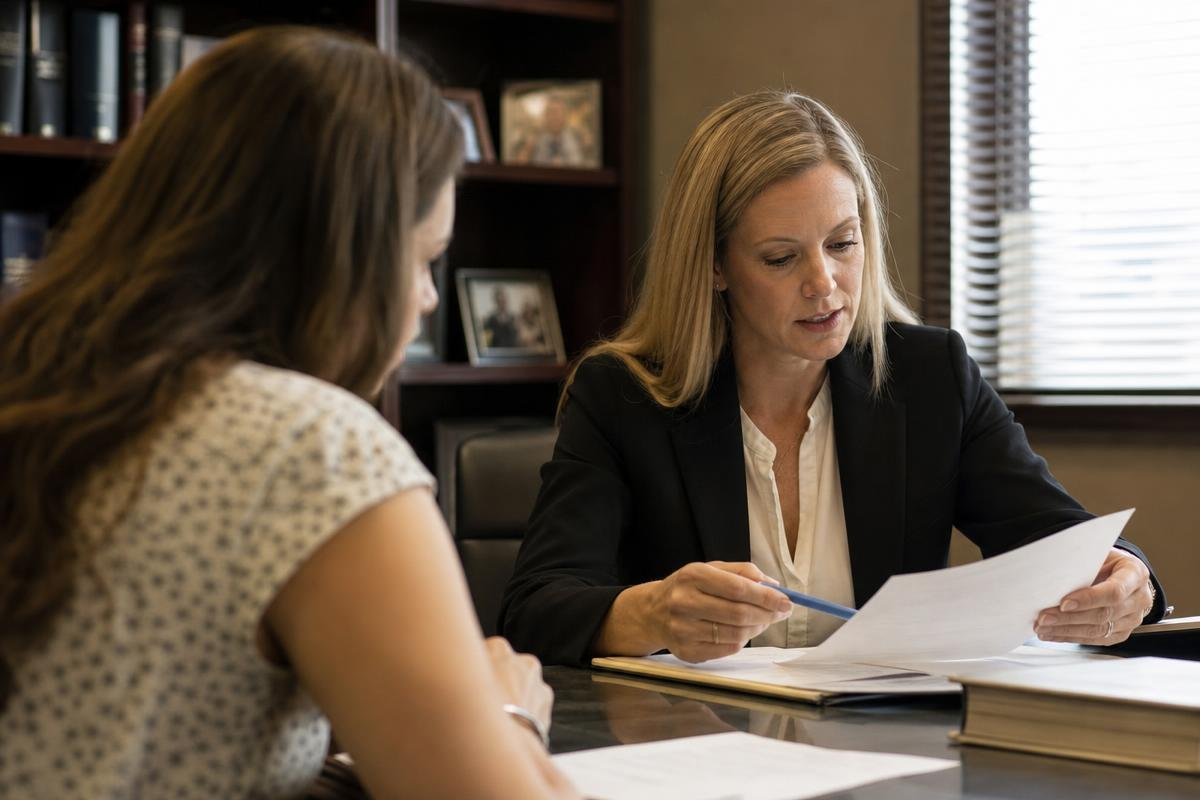 Custody attorney reviewing a parenting plan with a client in Alexandria, VA