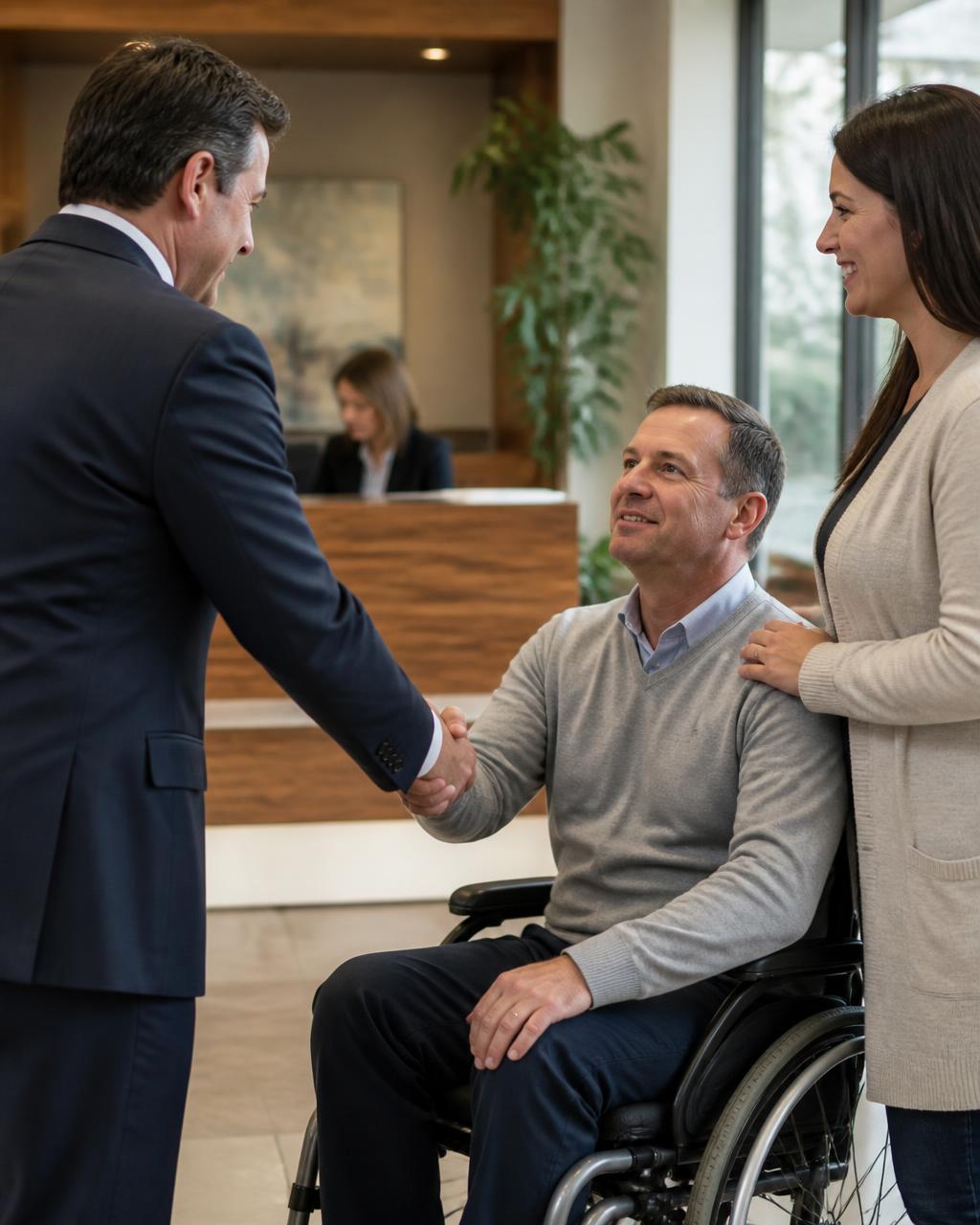 Catastrophic injury lawyer Alexandria VA meeting with a client and family after a severe injury