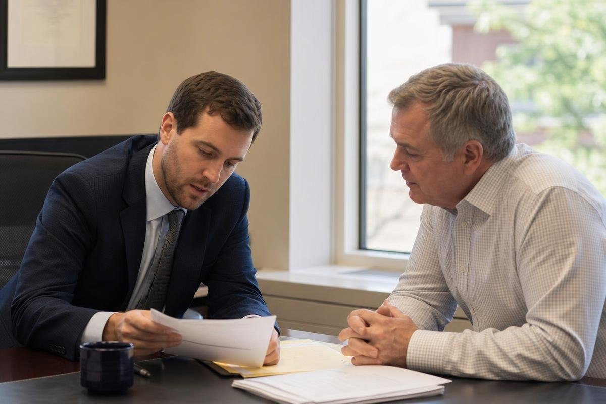 Personal injury attorney in Alexandria VA explaining the claims process to a client