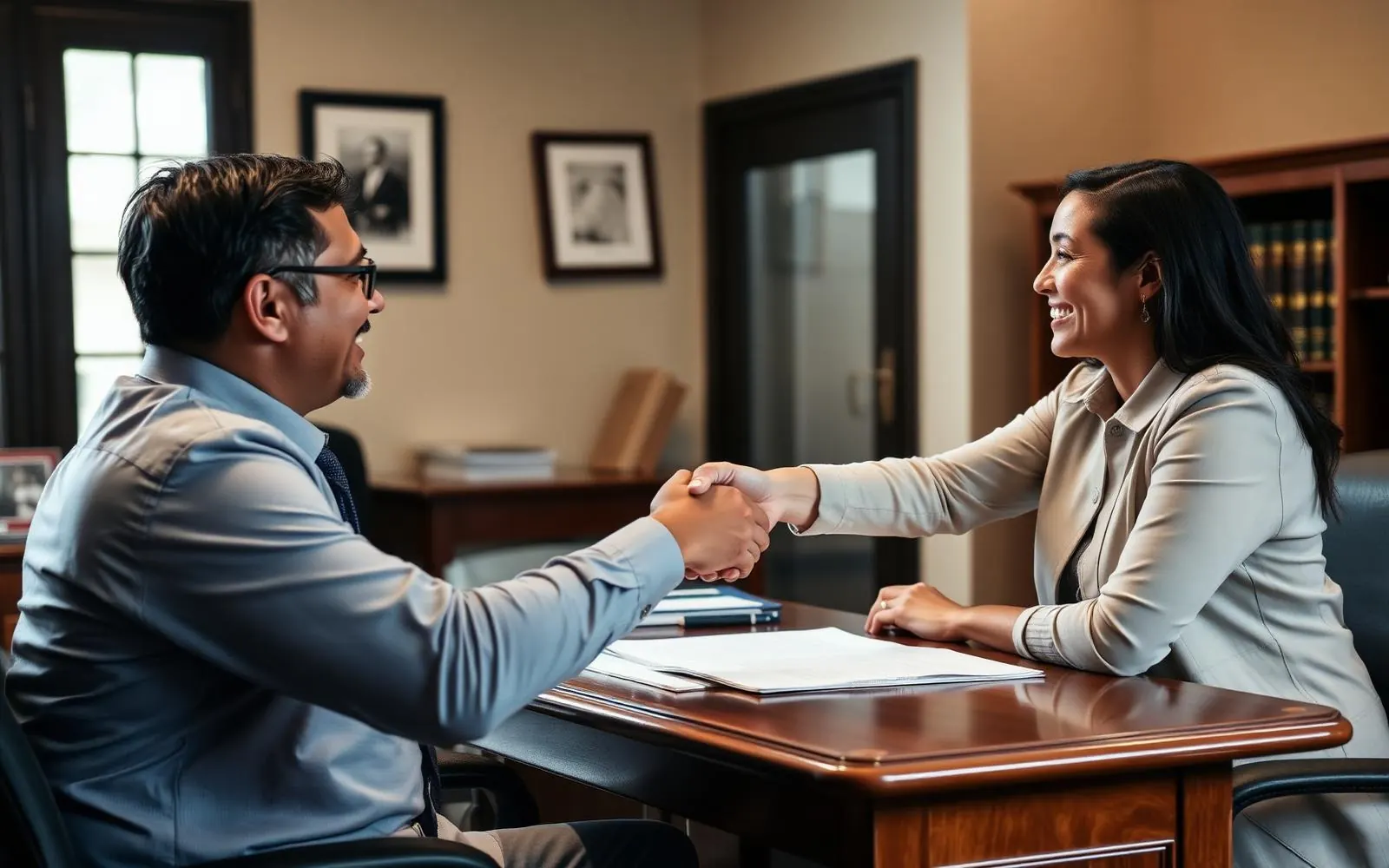 Attorney meeting with a client at The Alvarez Law Firm in Alexandria, Virginia
