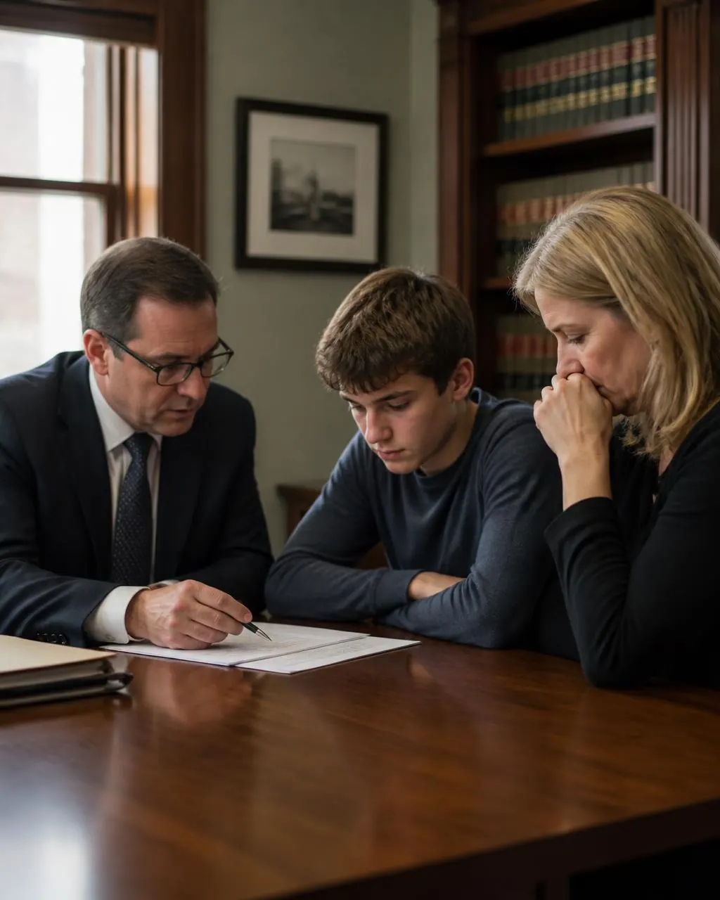 Juvenile criminal defense Alexandria, VA attorney meeting with family and teenager