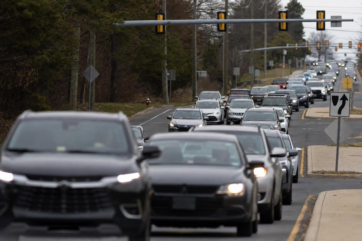 car accident scene on a busy Alexandria VA road corridor